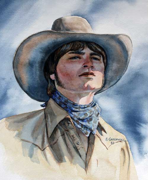 Original art watercolor titled Cowboy