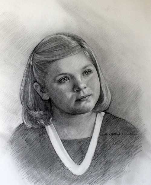 Original art conte crayon titled Ella