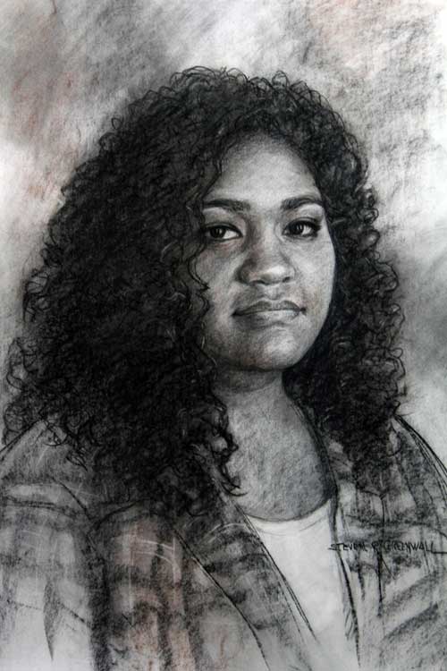 Original art conte crayon titled Faanunu