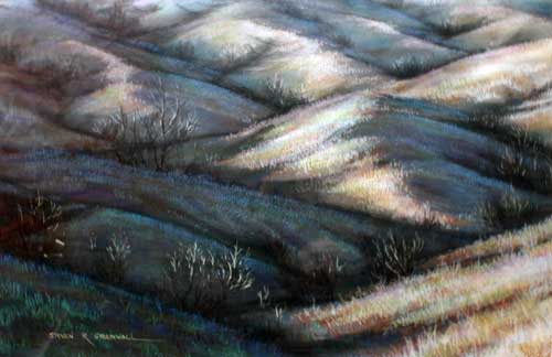 Original art pastel titled Foot Hills Shadows