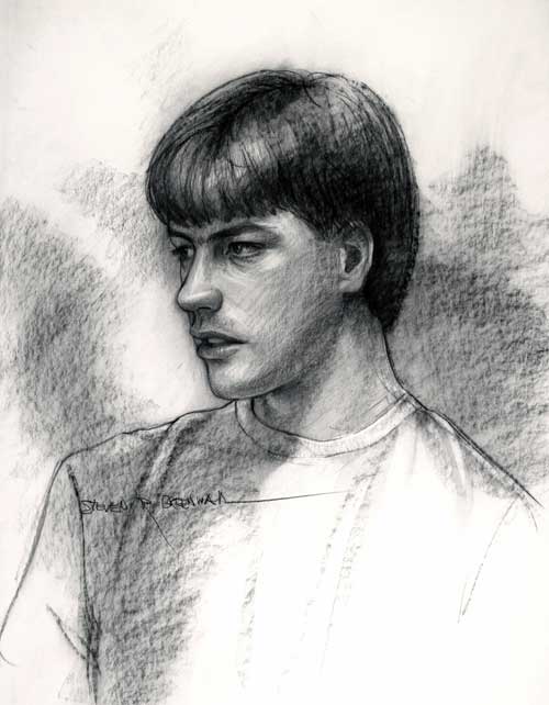 Original art conte crayon titled Todd