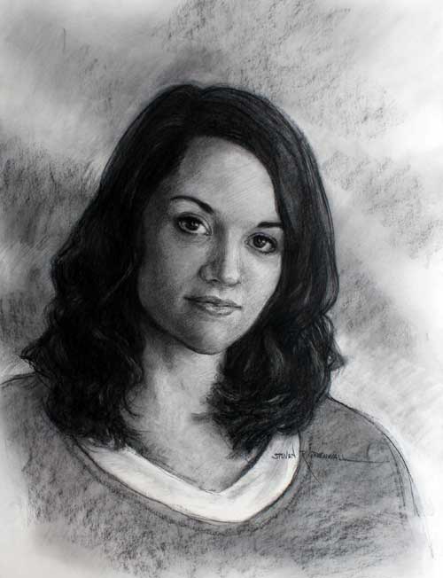 Original art conte crayon titled Hyer