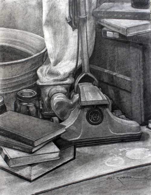 Original art conte crayon titled Kirby