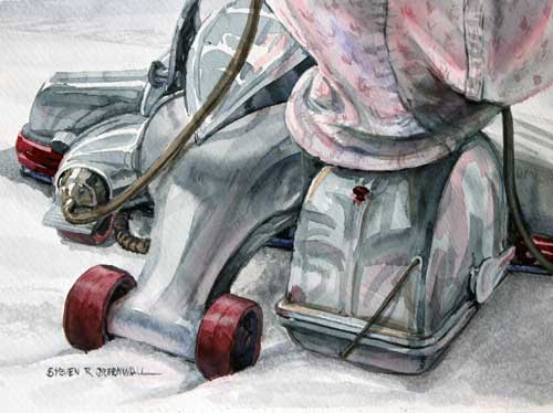 Original art watercolor titled Kirby Back