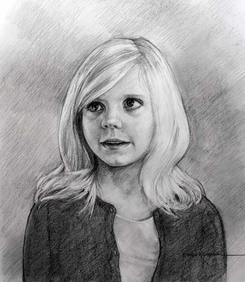 Original art graphite drawing titled Girl In Sweater