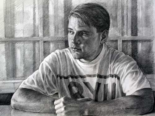 Original art graphite drawing titled BYU
