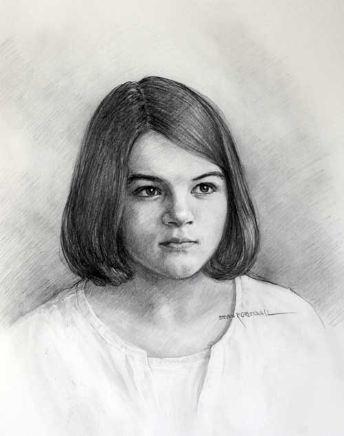 Original art graphite drawing titled Olivia