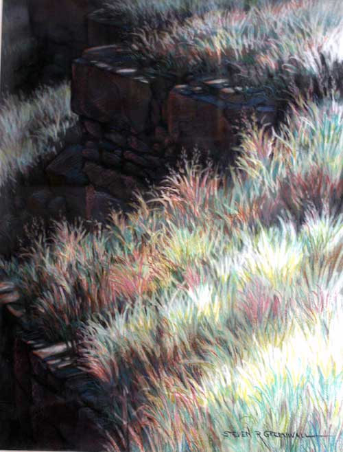 Original art pastel titled Zig Zag Ridge