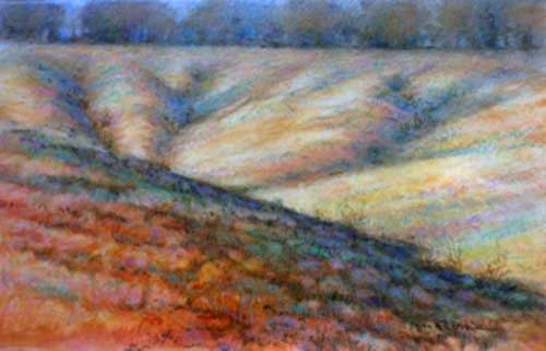 Original art pastel titled Impression Hills