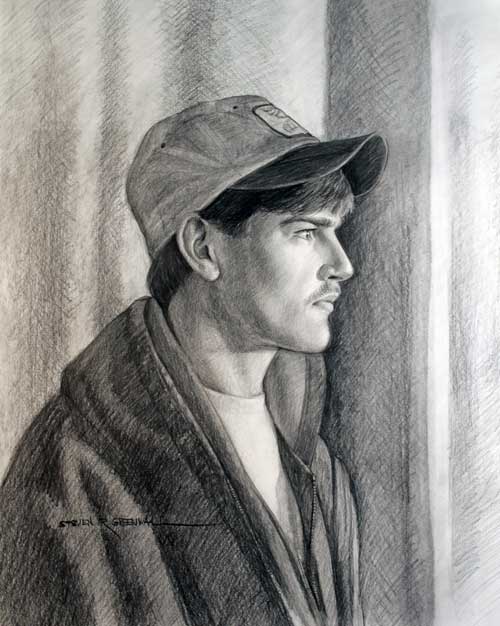 Original art graphite drawing titled Side Light