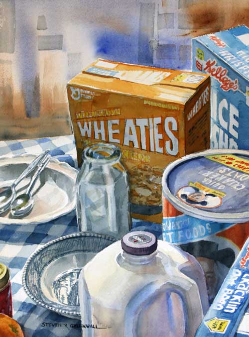 Original art watercolor titled Wheaties